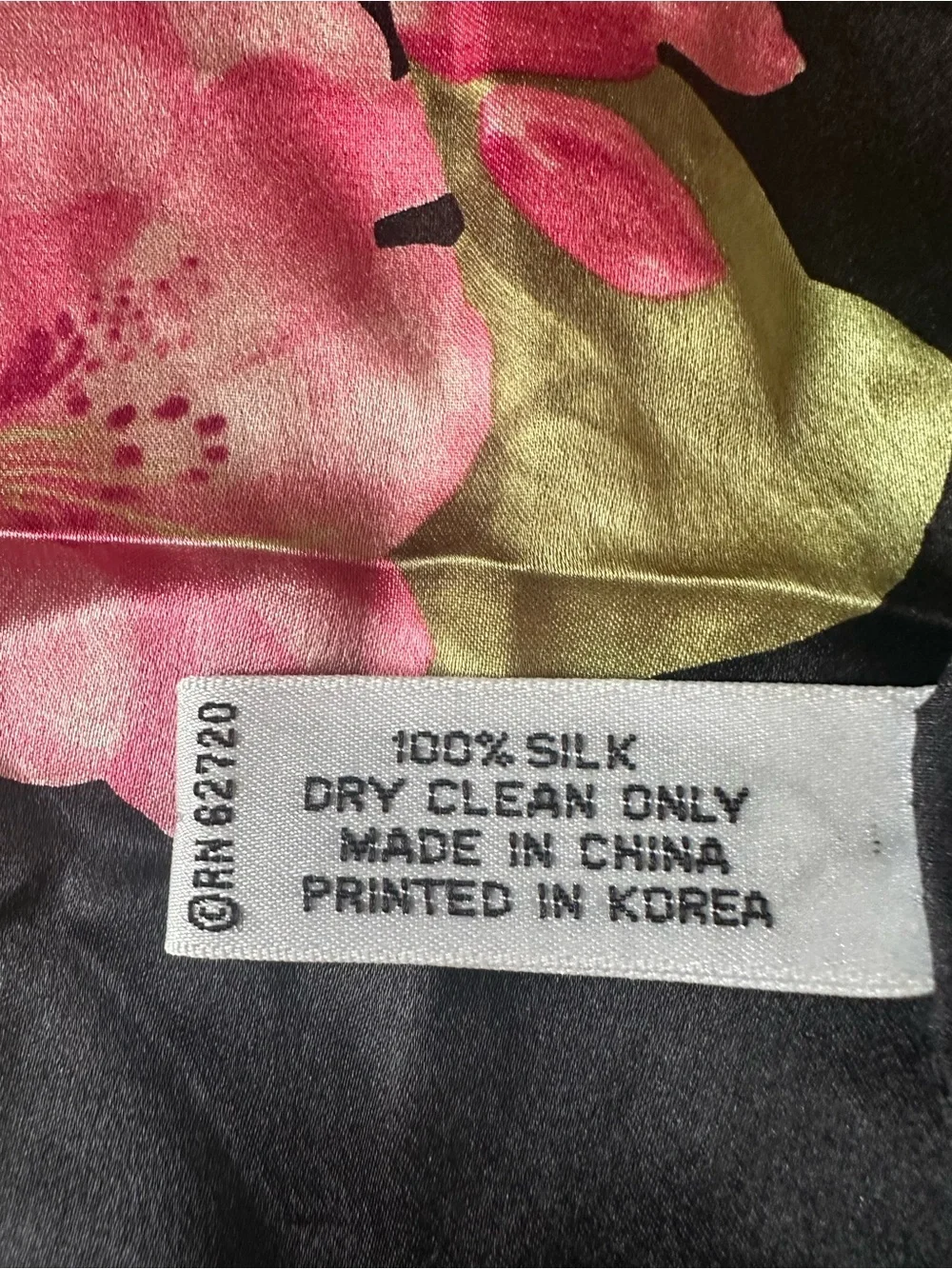 VINTAGE Oscar de la Renta 100% Silk Floral Long Scarf